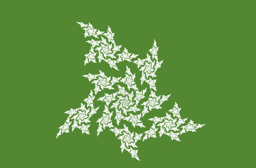 White fractal pattern on green background. Fantasy fractal texture. Digital art. 3D rendering. Computer generated image.