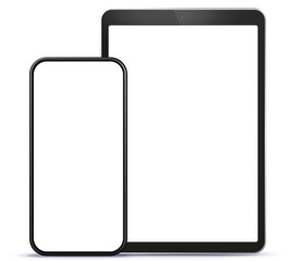 Mobile Phone and Tablet Computer Vector Illustration with Transparent Background