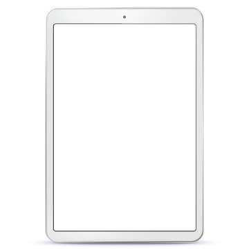 White Tablet Computer With Blank Screen Vector Illustration