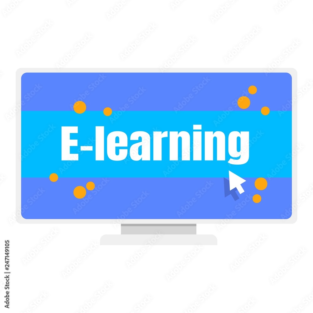 Poster elearning computer monitor icon. flat illustration of elearning computer monitor vector icon for web