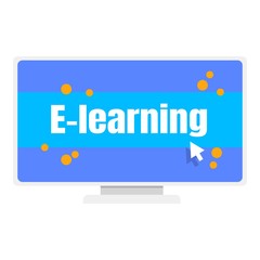 Elearning computer monitor icon. Flat illustration of elearning computer monitor vector icon for web design
