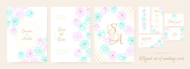 Vintage Wedding Invite Watercolor Set.