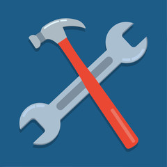 hammer and Open end wrench vector symbol illustration