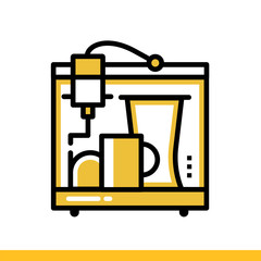 Linear icon 3d glassware. 3D Printing, modeling. Suitable for presentation, mobile apps, website, interfaces and print