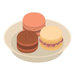 Macaroon on plate icon. Isometric of macaroon on plate vector icon for web design isolated on white background