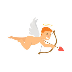 Funny cartoon cupid with bow and arrow.