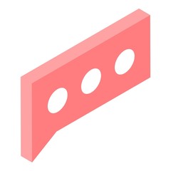 Red bubble chat icon. Isometric of red bubble chat vector icon for web design isolated on white background