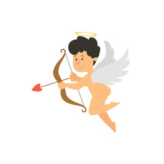 Funny cartoon cupid with bow and arrow.
