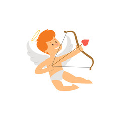 Funny cartoon cupid with bow and arrow