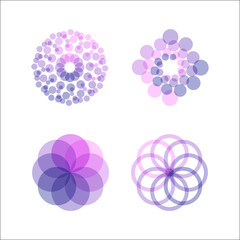 Emblems for logos. Colored spirals, rings, circles.