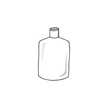 Empty bottle illustration drawing doodle vector color texture element dishes vintage old galss clip art bottleship similar on white background