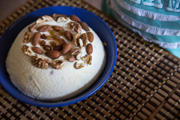Easter Ortodox curd cake. Traditional Easter cottage cheese dessert