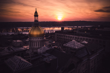 Fototapeta premium Aerial of Beautiful Sunset in Trenton New Jersey