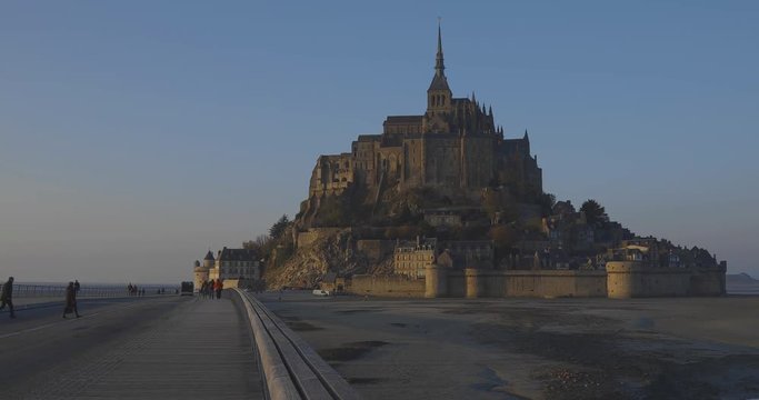 footage of la mont saint michel in normandy near st malo in france near sunset