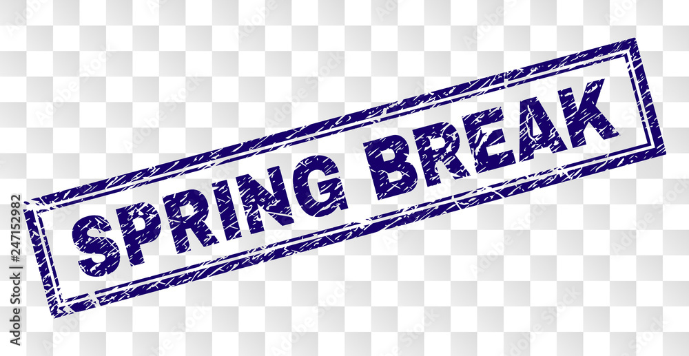 Canvas Prints spring break stamp seal imprint with scratched style and double framed rectangle shape. stamp is pla