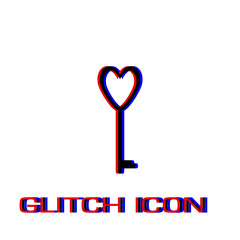 Heart key icon flat.