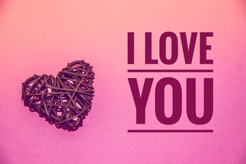 Postcard I love you. Feelings of lovers. Banner with text I love you. Love