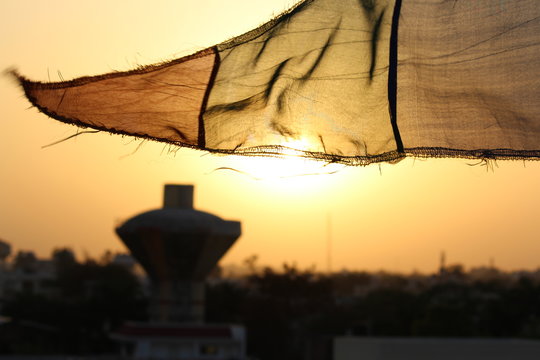 sunset and flag