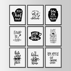 Happy kitchen drawn typography poster. Conceptual handwritten phrase Home and Family T shirt hand lettered calligraphic design.