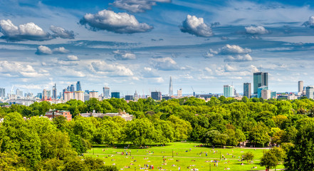 London's skyline from Primrose Hill near camden in London