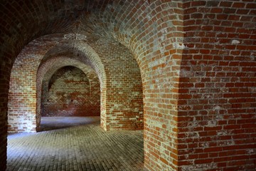 Corridor in a brick building