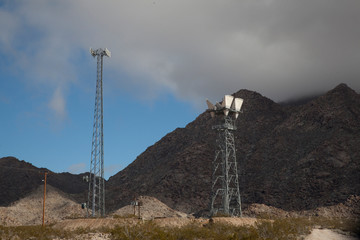 Desert Road Trip with Radio Tower - 247155998