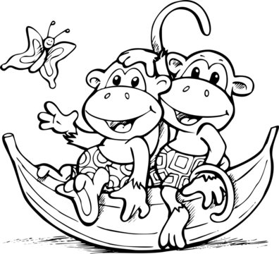 Fototapeta Małpki na bananie