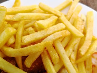 French fries salted close-up