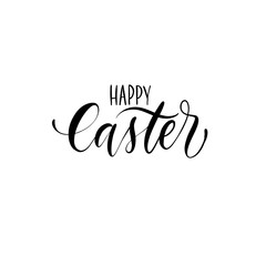 Hand sketched Happy Easter typography lettering poster. Modern c