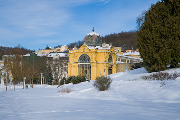 Neo-Baroque Main Colonnade in small west Bohemian Spa town Marianske Lazne (Marienbad) - region...