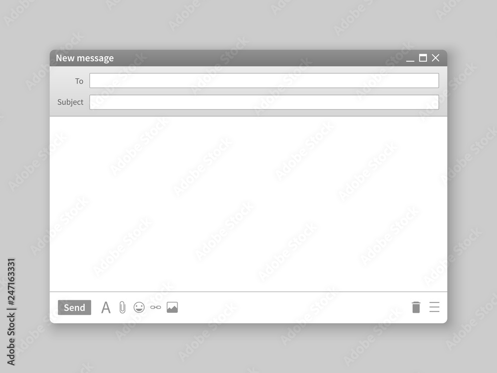 Poster Email window. Interface mail blank message internet window website panel screen computer software web browser box