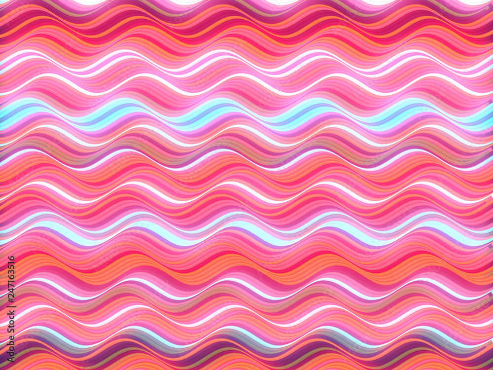 Aufkleber Colored Wavy Background. Dynamic Effect. Design Template. Modern Pattern. 3d rendering