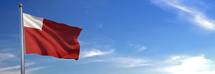 Flag of Abu Dhabi rise waving to the wind with sky in the background