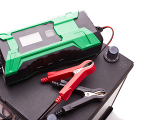 Car accumulator battery and charger.