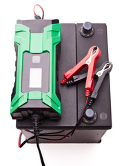 Car accumulator battery and charger.