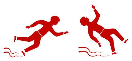Red silhouette of a slipped man