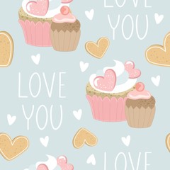 International women's day vector seamless pattern with romantic elements. Vector illustration.