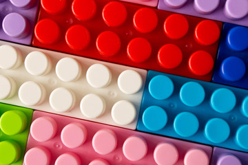 Multi-colored plastic construction set. Children's educational games. Close up