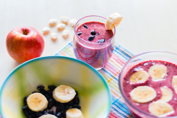 Healthy smoothie with honeysuckle