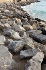 Fototapeta na wymiar Stone beach in Hammamet, Tunisia