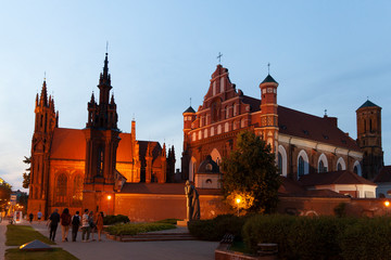Naklejka na ściany i meble Church of St. Francis and St. Bernard in the evening, Vilnius, Lithuania