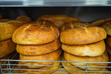 breads in a shelf