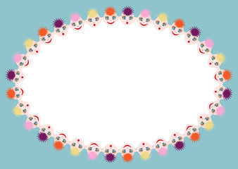 Decorative frame of women's faces with fashionable hairstyles. It is possible to apply your text. Vector illustration