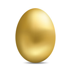 Realistic golden egg isolated on white background. Easter egg for greeting card.