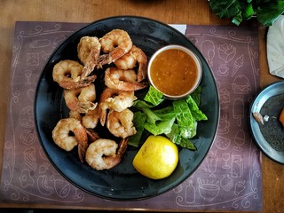 Shrimps served on a plate