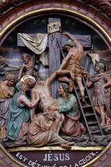 13th Stations of the Cross,Jesus' body is removed from the cross, Carthusian monastery in Pleterje, Slovenia 