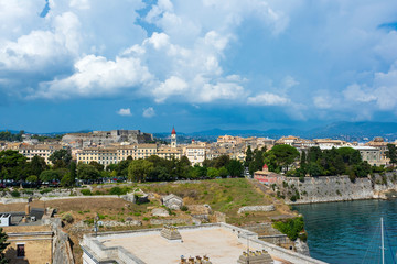 A picturesque view of the city of Corfu from the fortress of the Corfu town. Greece.