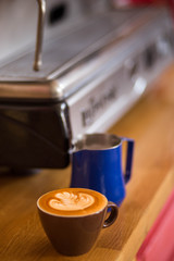 making coffee. coffee latte art in vintage color