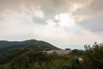 Obraz premium sky and blue sky in elephants wars Hill (Noen Chang Suek) Base camp at Pilok,Thong Pha Phum National Park kanchanaburi , Thailand