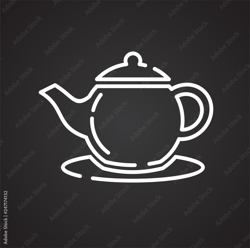 Poster kettle outline icon on black background for graphic and web design, modern simple vector sign. inter